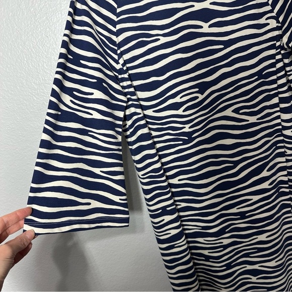 J. McLaughlin Sheath Dress Women's Medium M Navy Cream Zebra Stretch Career - Picture 6 of 8